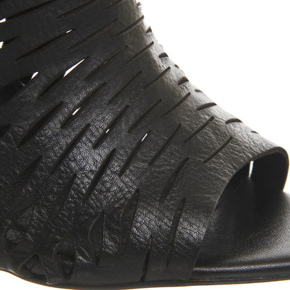 Black Peep Toe Stiletto Heel Hollow Out Zipper Ankle Boots