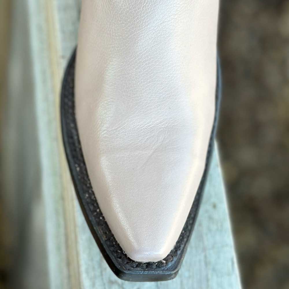 Nude Rose Embroidered Chunky Heel Mid-Calf Cowboy Boots for Women