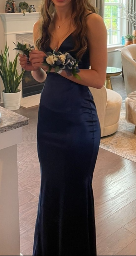 Navy Blue Prom Dress Evening Gown Woman Elegant