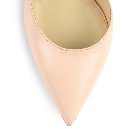 Women's Light Pink & Silver Ankle Strap Heels Pointed Toe Pumps