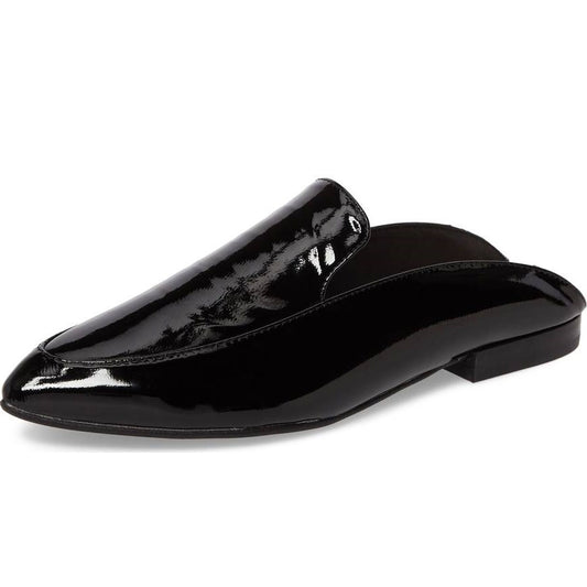 Black Patent Leather Casual Flats Mule Loafers for Women
