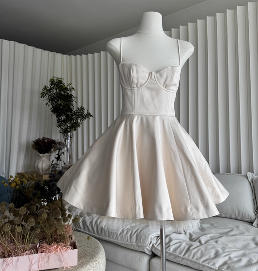 Fashion Beige Sweetheart Spaghetti Strap Design A-line Party Dress Homecoming Dress TP3860