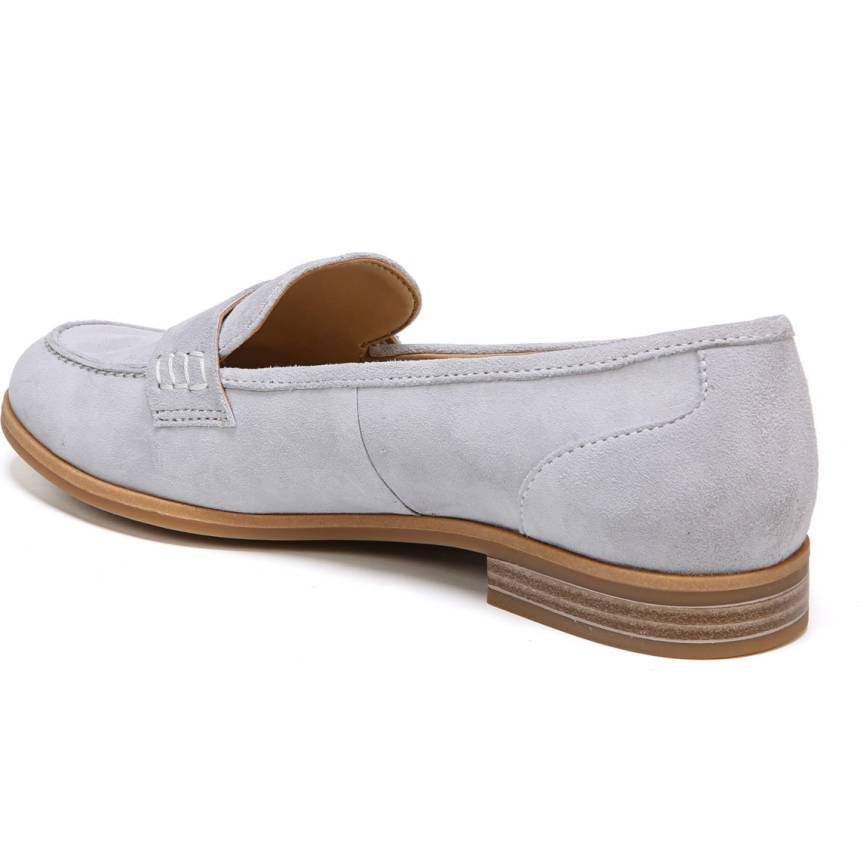 Light Grey Vegan Suede Strap Flats Women's Loafers