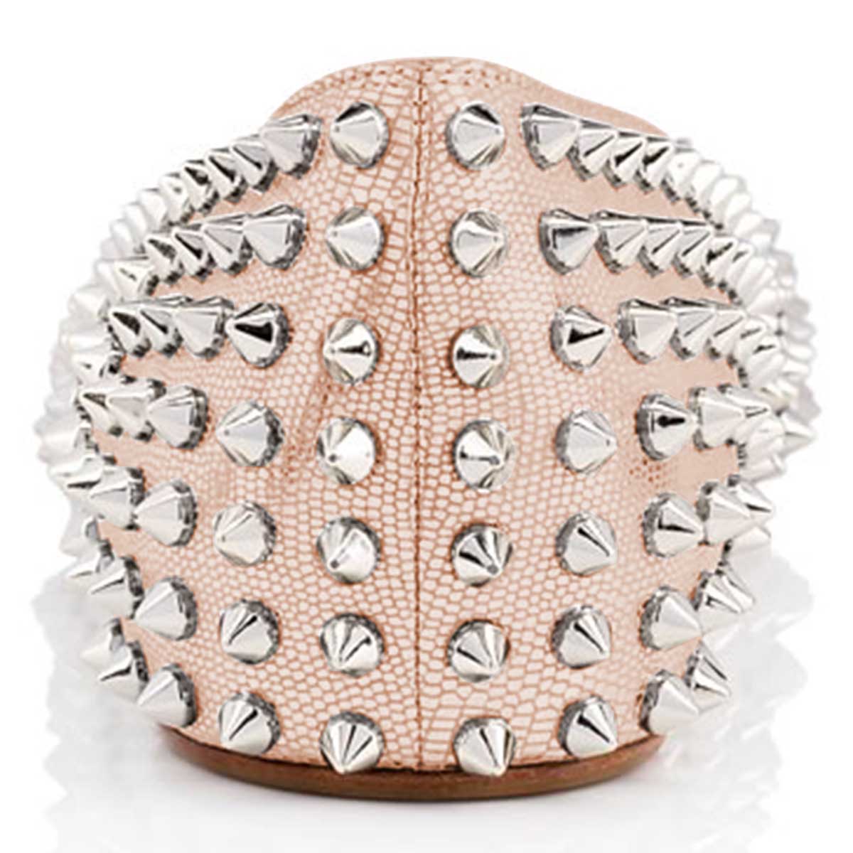 Rose Gold Lizard Embossed Women's Rivets Pointed Toe Flats