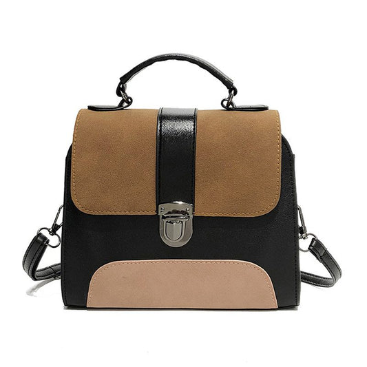 Women's Latest Design Vintage Fashion Square Versatile Colour Blocking Belt Buckle Crossbody Bags