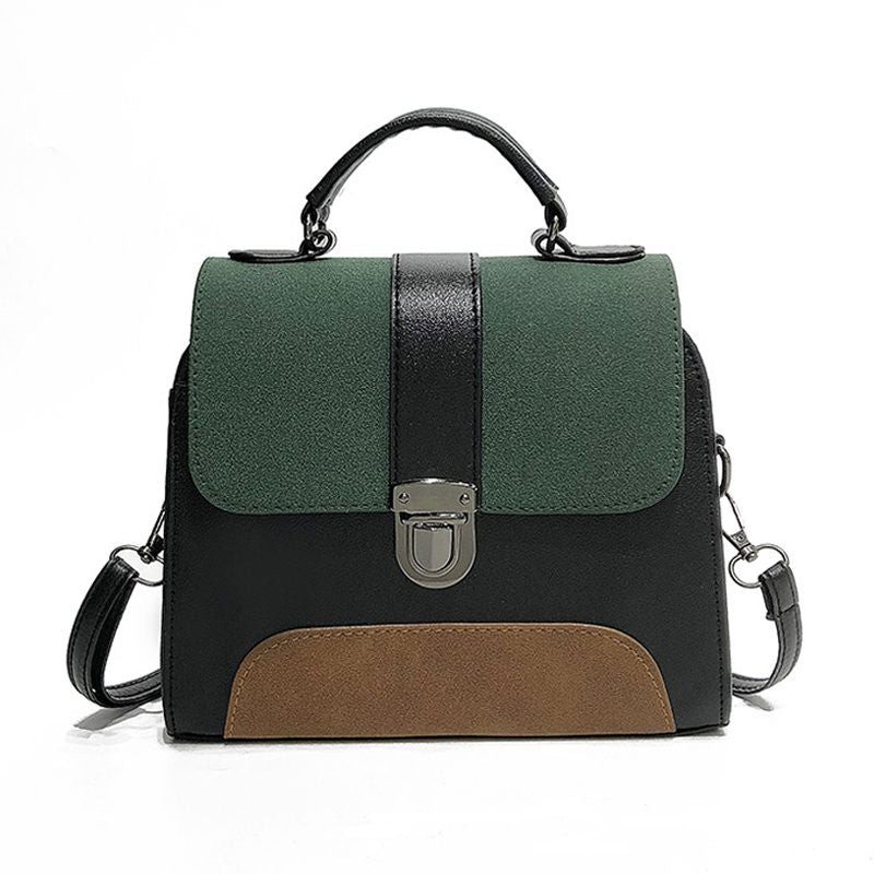 Women's Latest Design Vintage Fashion Square Versatile Colour Blocking Belt Buckle Crossbody Bags