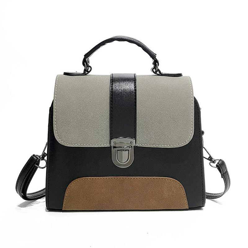 Women's Latest Design Vintage Fashion Square Versatile Colour Blocking Belt Buckle Crossbody Bags