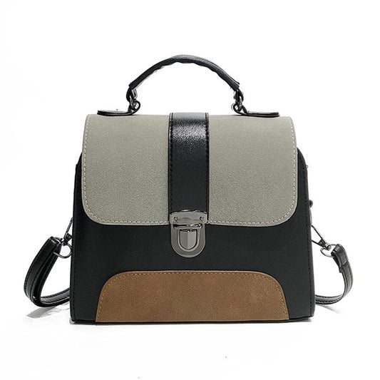 Women's Latest Design Vintage Fashion Square Versatile Colour Blocking Belt Buckle Crossbody Bags