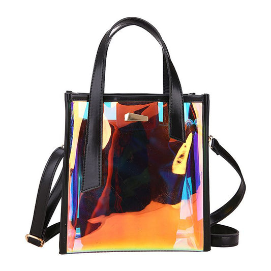 Fashion Summer Popular Hologram Laser Shiny PVC Transparent Clear 2pcs Shoulder Bags