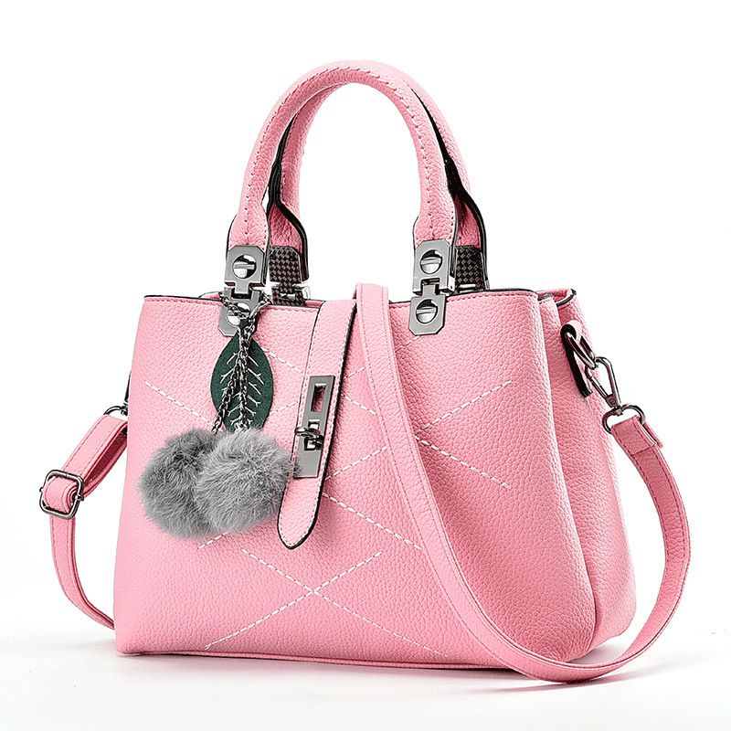 New Arrival Women Solid Color Classic Stitching Design PU Handle Bag