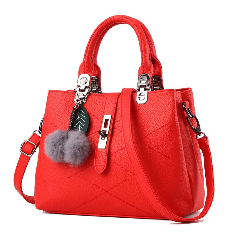 New Arrival Women Solid Color Classic Stitching Design PU Handle Bag