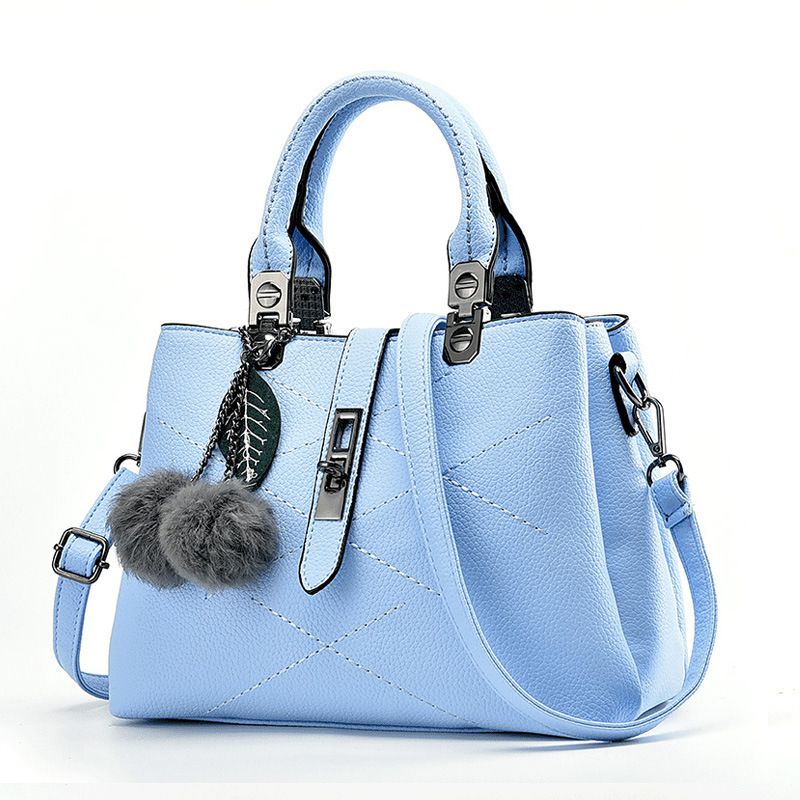 New Arrival Women Solid Color Classic Stitching Design PU Handle Bag