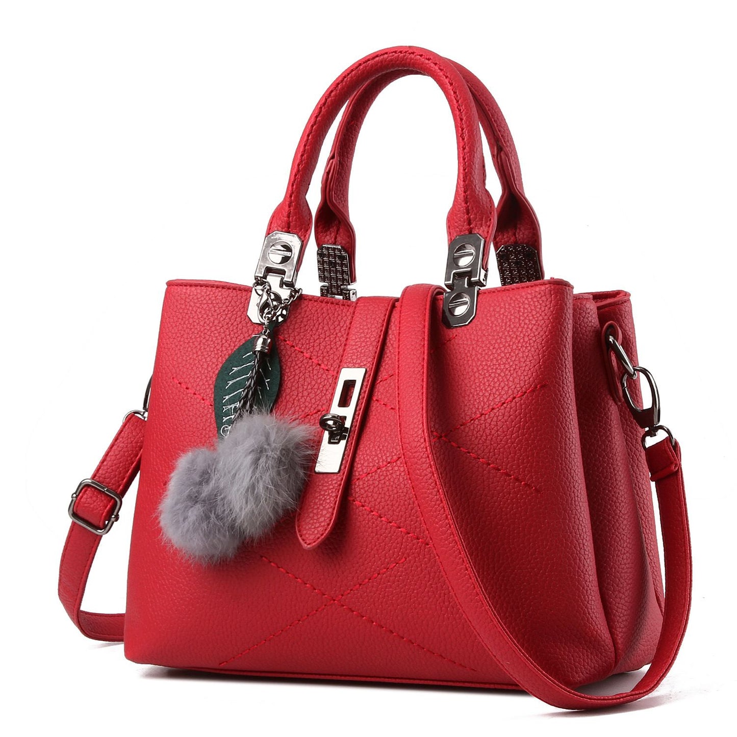 New Arrival Women Solid Color Classic Stitching Design PU Handle Bag