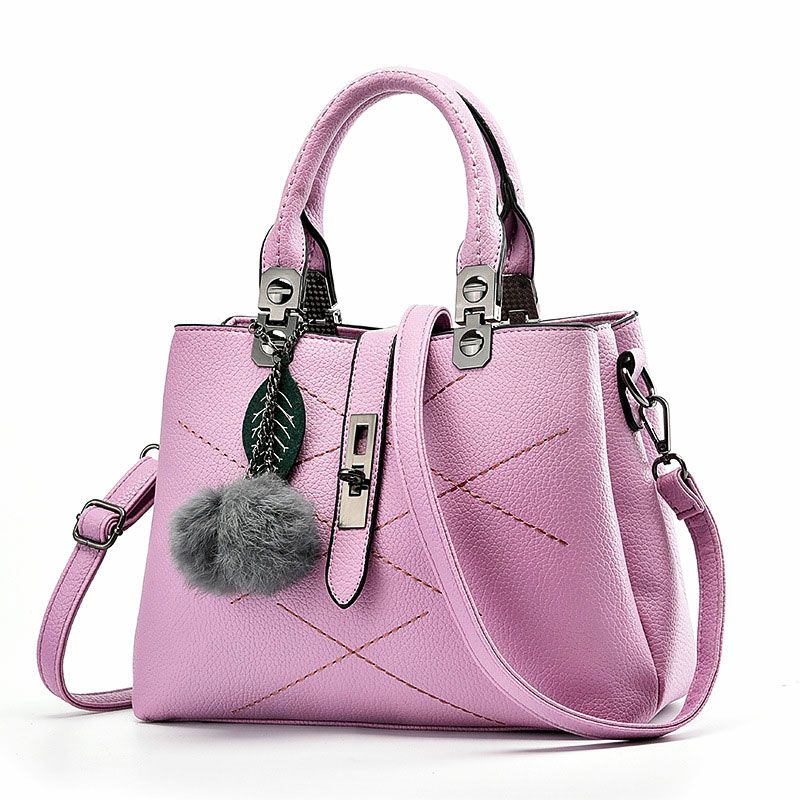 New Arrival Women Solid Color Classic Stitching Design PU Handle Bag
