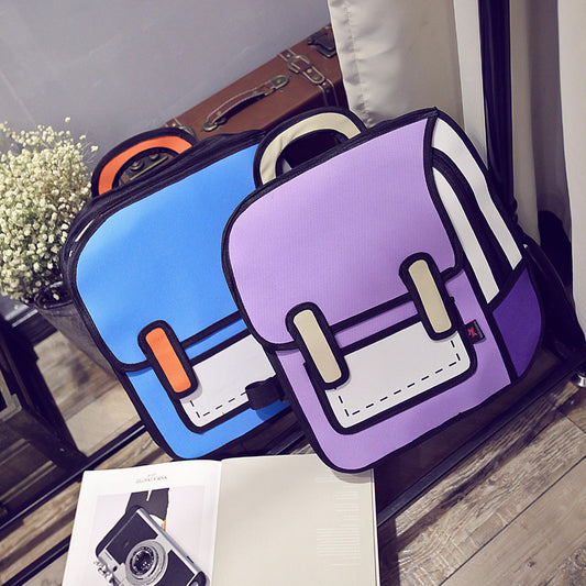 Creative Cartoon Comic Pattern School Girl Canvas Backpack
