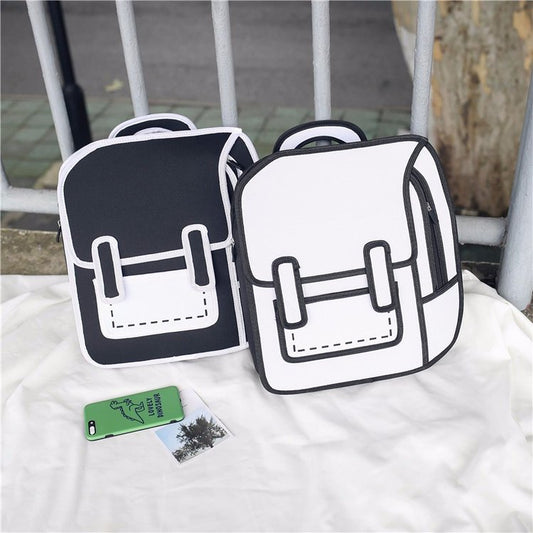 Creative Cartoon Comic Pattern School Girl Canvas Backpack