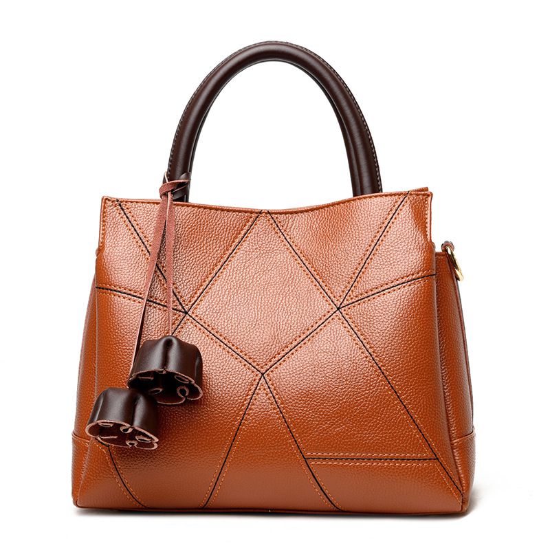 Women Elegant Plain Color Geometric Pattern Tote Bag