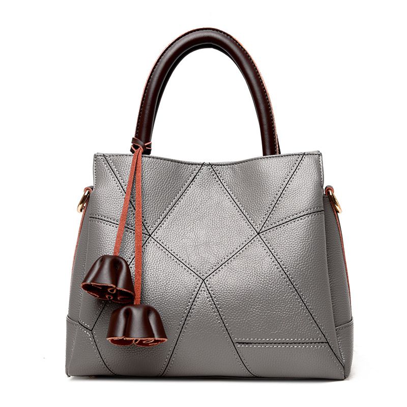 Women Elegant Plain Color Geometric Pattern Tote Bag