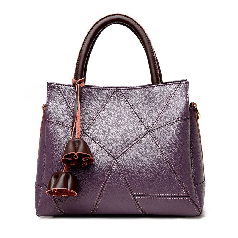 Women Elegant Plain Color Geometric Pattern Tote Bag