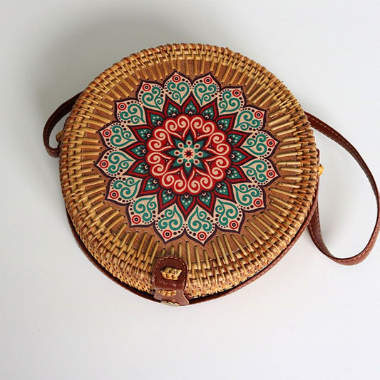 Ethnic Style Woven Rattan FlowerCrossbody Bag
