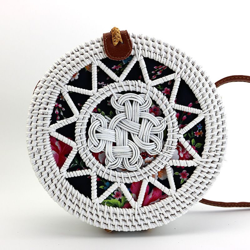 Vintage Woven Rattan Hollow Crossbody Bag