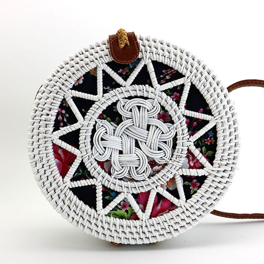 Vintage Woven Rattan Hollow Crossbody Bag