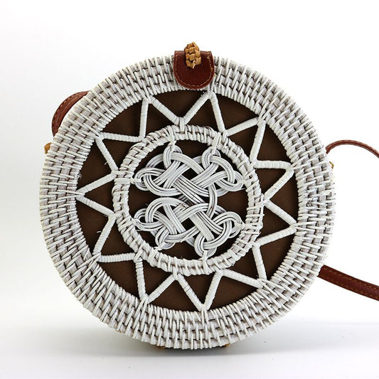 Vintage Woven Rattan Hollow Crossbody Bag