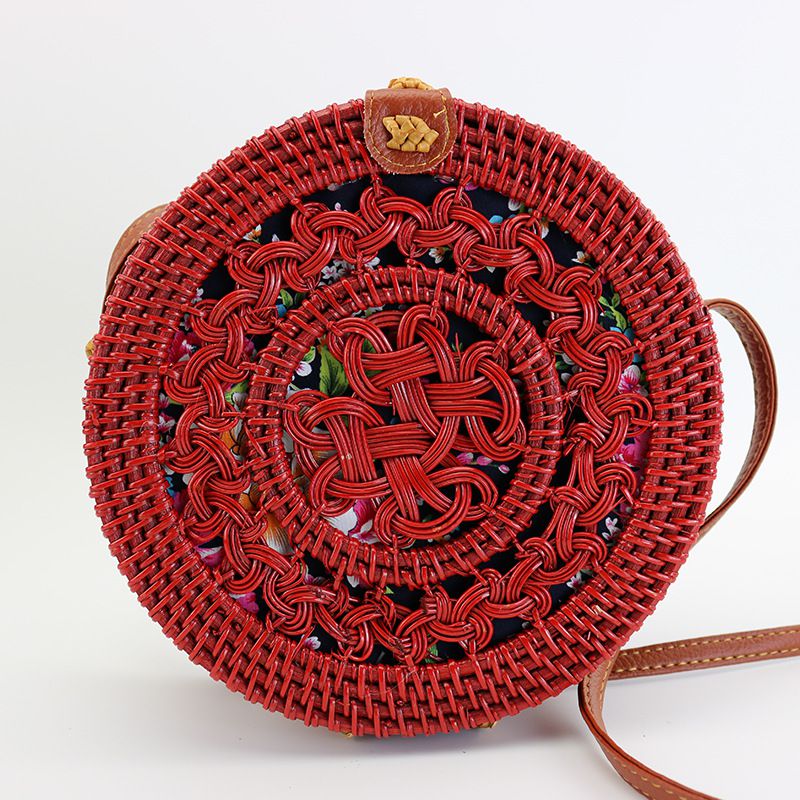 Vintage Woven Rattan Hollow Crossbody Bag