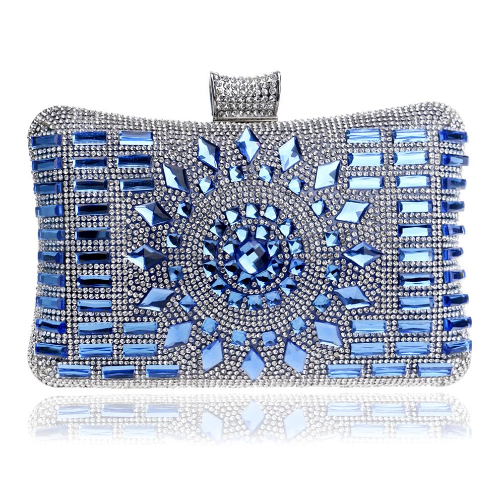 Pochettes de soirée carrées luxueuses avec strass 