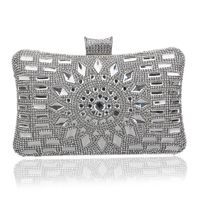 Pochettes de soirée carrées luxueuses avec strass 