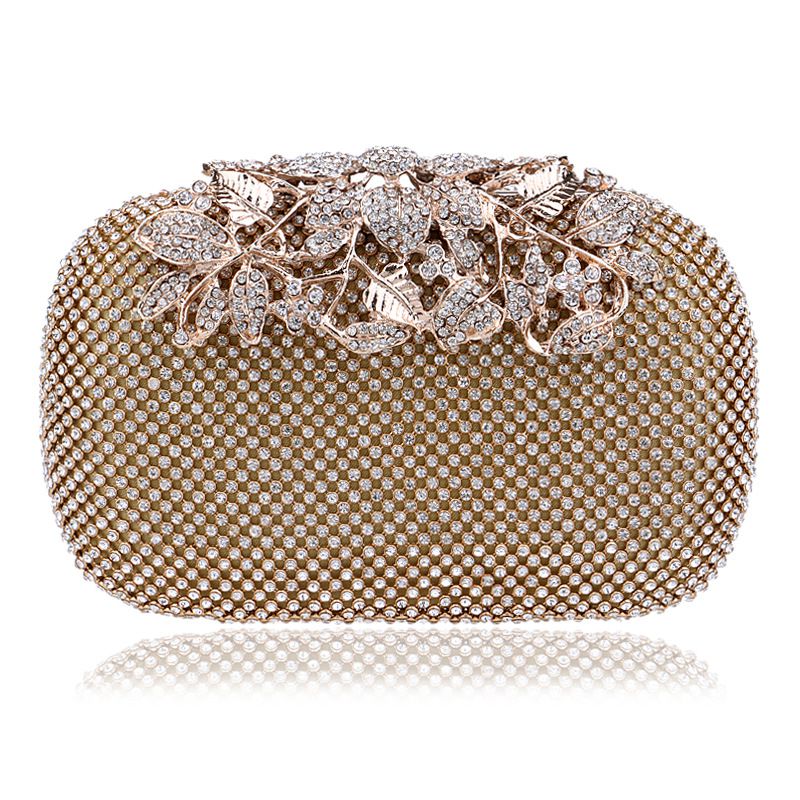Luxurious Flower Pattern Rhinestone Decor Evening Clutch Bags