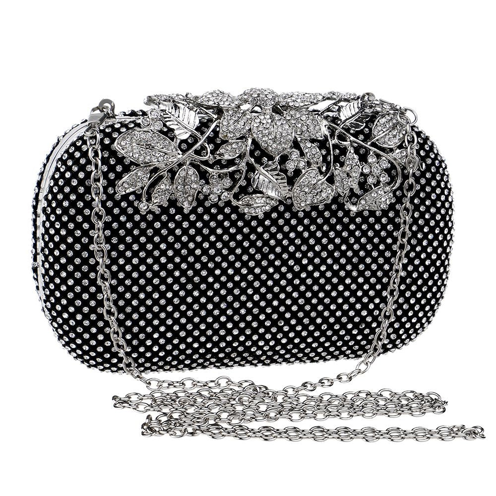 Luxurious Flower Pattern Rhinestone Decor Evening Clutch Bags