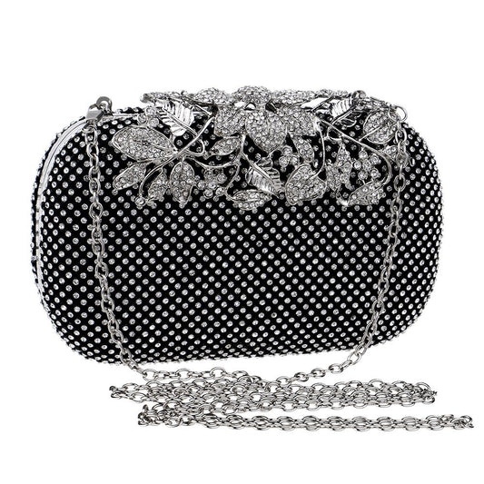 Luxurious Flower Pattern Rhinestone Decor Evening Clutch Bags
