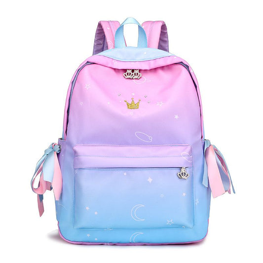 Schoolgirl Gradient Crown Decor Backpack