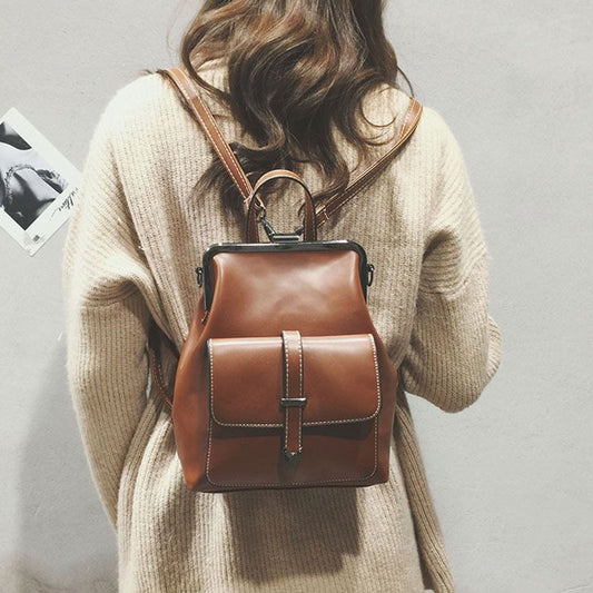 Trendy Retro Casual Irregular Lock Fashion Backpack