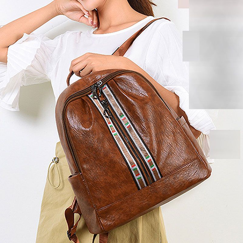 Irregular Contrast Stripes Design Women Backpack