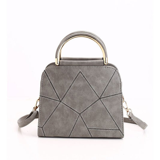 Fashion Irregular Splicing Round Iron Handle Tote Bag