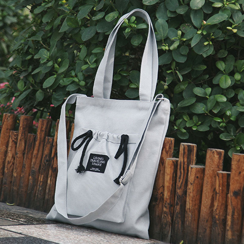 Sac à bandoulière simple en toile de couleur unie pour fille du campus 