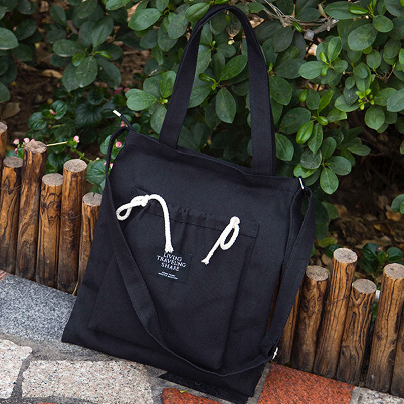 Sac à bandoulière simple en toile de couleur unie pour fille du campus 