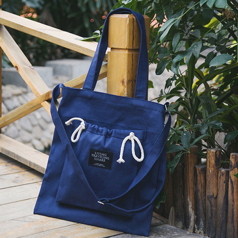 Sac à bandoulière simple en toile de couleur unie pour fille du campus 