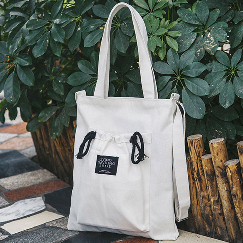 Sac à bandoulière simple en toile de couleur unie pour fille du campus 