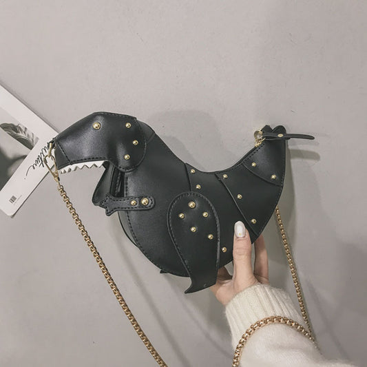 Creative Funny Dinosaur Shaped Rivet Crossbody Bag