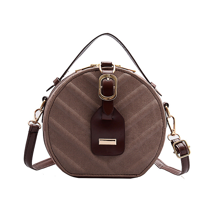 Women Vintage Round Shape Single Strap PU Crossbody Bag