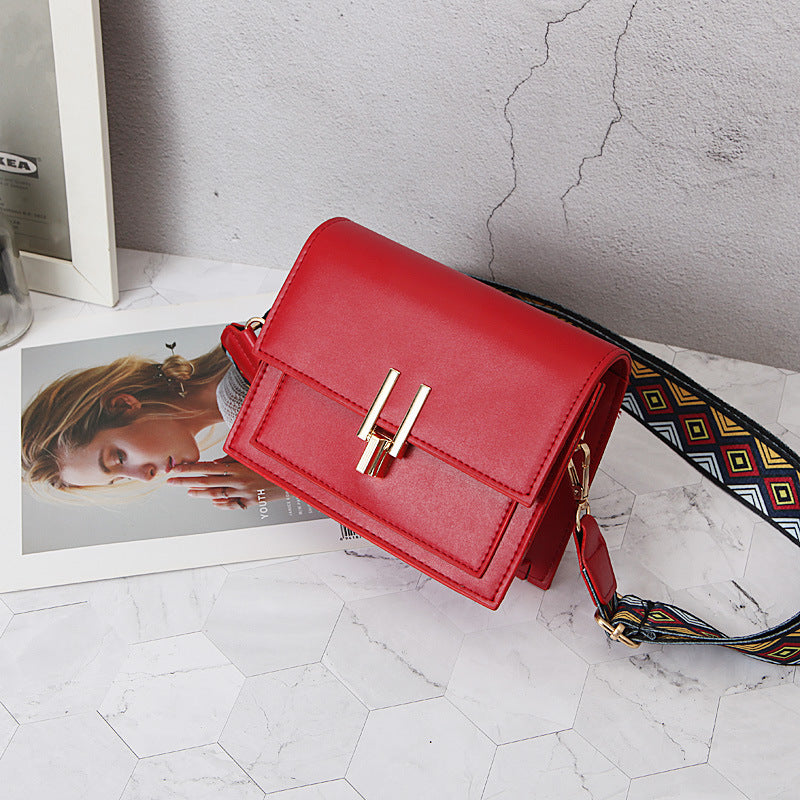 Popular Pure Color Wide Straps Crossbody Square Bag