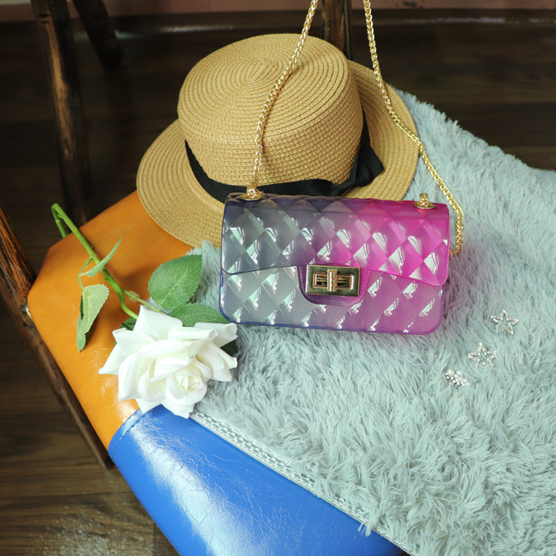 Women Transparent Gradient Candy Color Chain Crossbody Bags