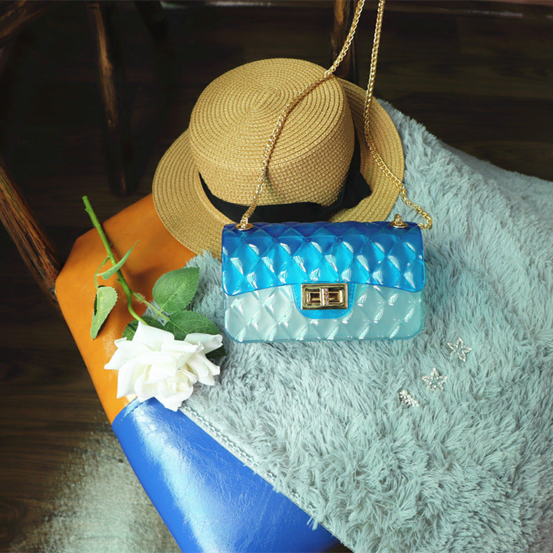 Women Transparent Gradient Candy Color Chain Crossbody Bags