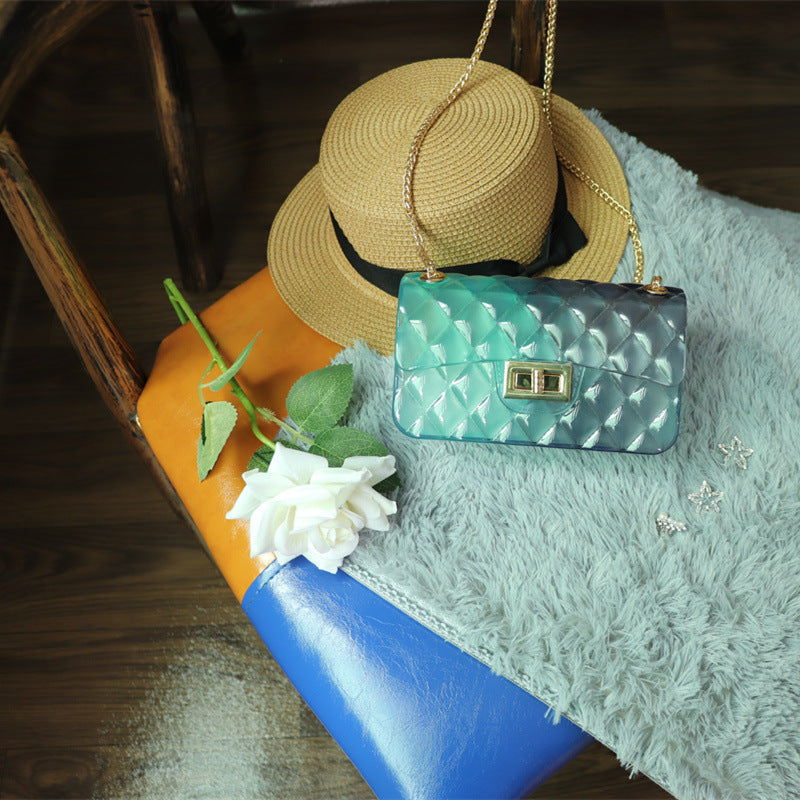 Women Transparent Gradient Candy Color Chain Crossbody Bags