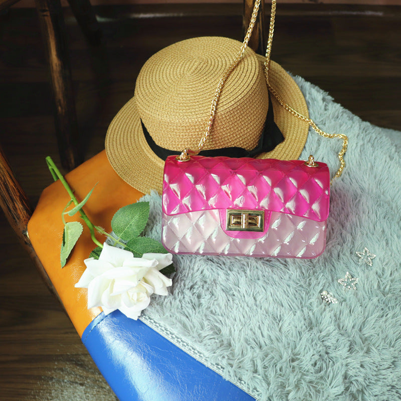 Women Transparent Gradient Candy Color Chain Crossbody Bags