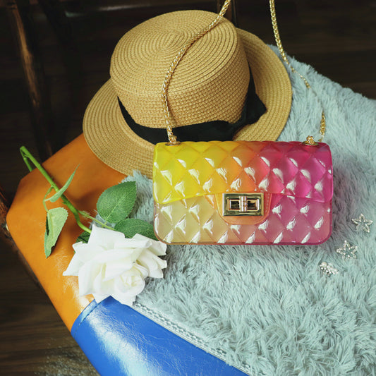 Women Transparent Gradient Candy Color Chain Crossbody Bags