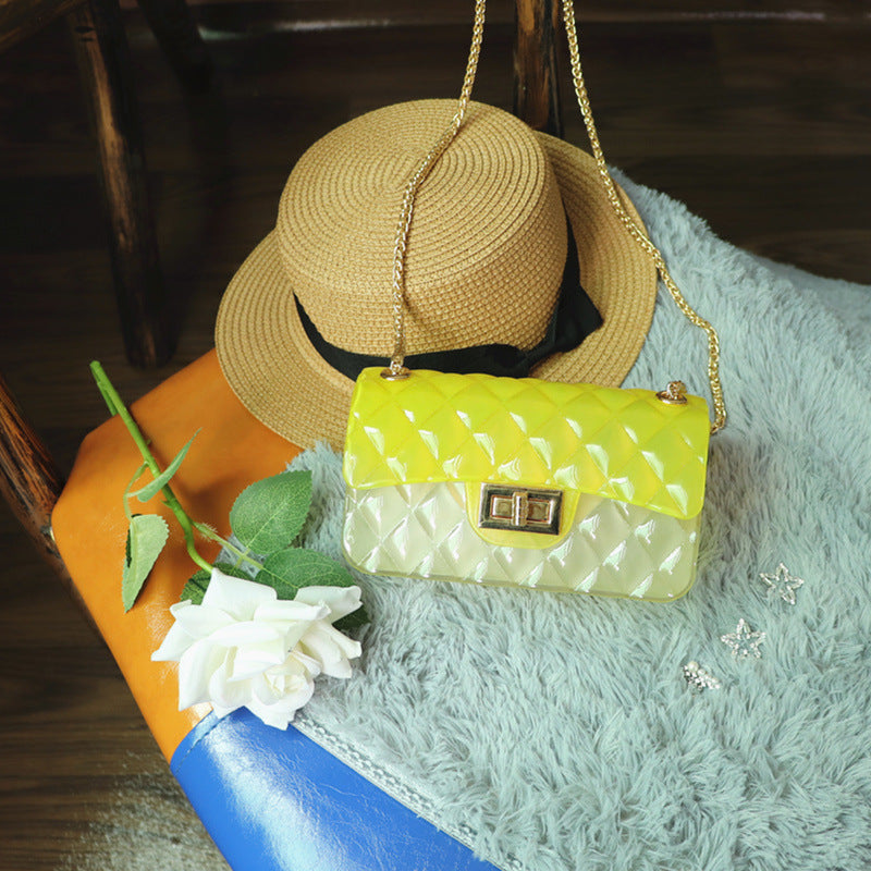 Women Transparent Gradient Candy Color Chain Crossbody Bags